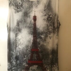 Sleeveless Top with Eiffel Tower Design
